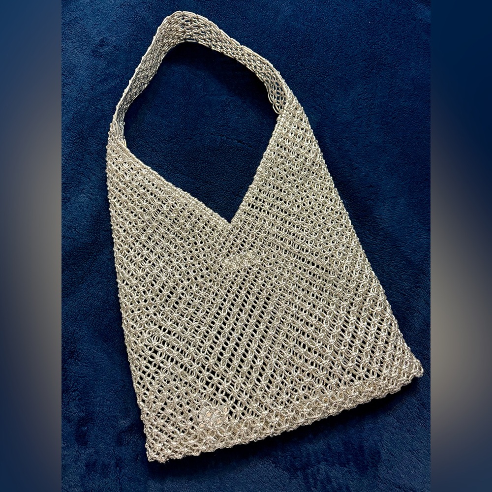 🩶J. Crew Silver Woven Tote Bag - New Without Tag